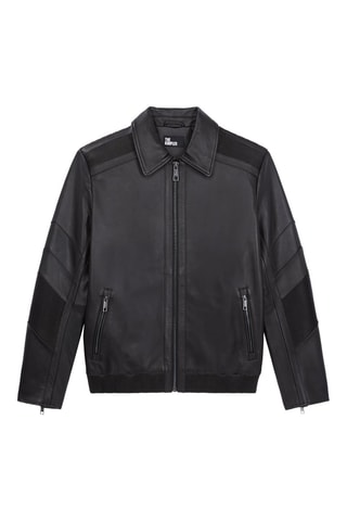 Veste en cuir d'agneau - Noir