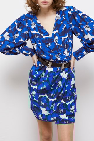 Robe portefeuille en soie - Bleu