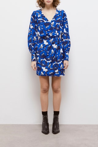 Robe portefeuille en soie - Bleu