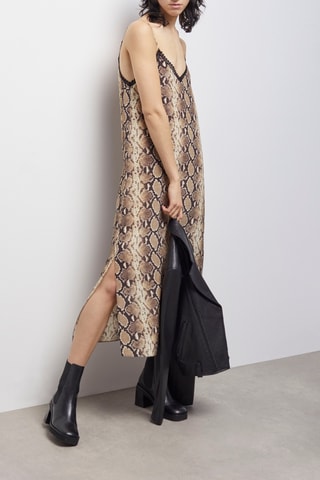 Robe longue en soie - Beige