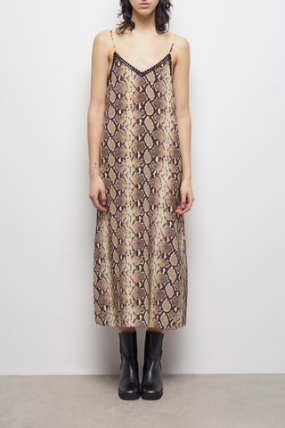 Robe longue en soie - Beige