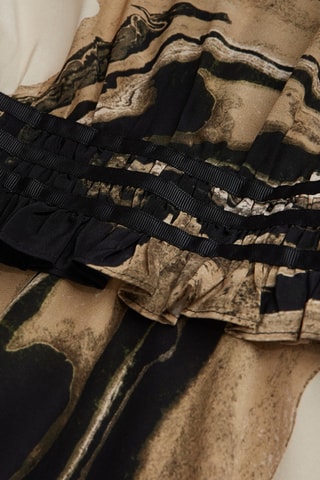 Robe patineuse en soie - Beige et marron