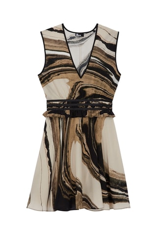 Robe patineuse en soie - Beige et marron