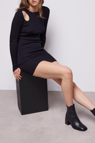 Robe fourreau en mérinos - Noir