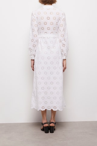 Robe midi en broderie anglaise - Blanc