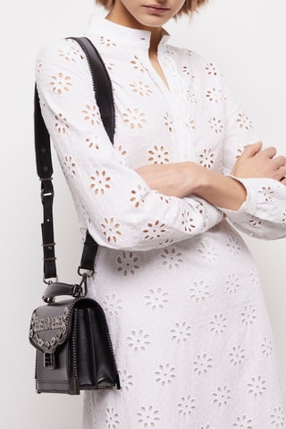 Robe midi en broderie anglaise - Blanc