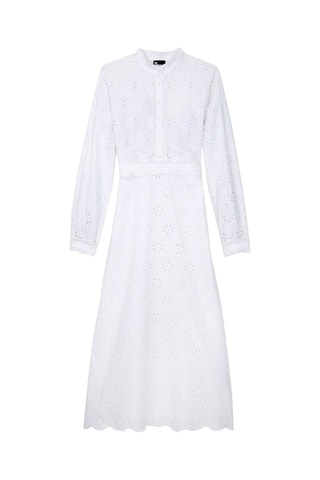 Robe midi en broderie anglaise - Blanc