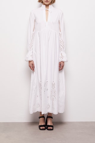 Robe longue en broderie anglaise - Blanc