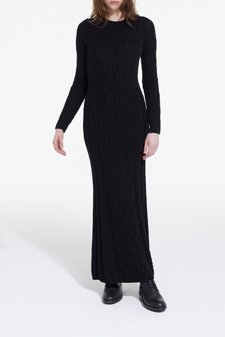 Robe longue en mérinos - Noir