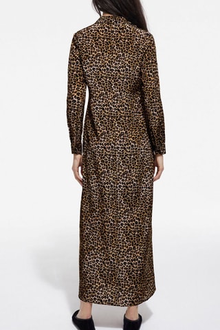 Robe chemise en soie - Camel et noir