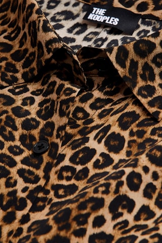 Robe chemise en soie - Camel et noir