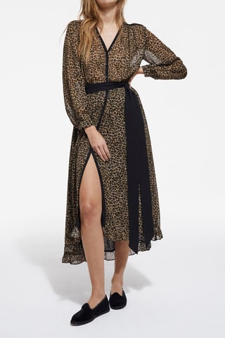 Robe chemise - Beige et noir