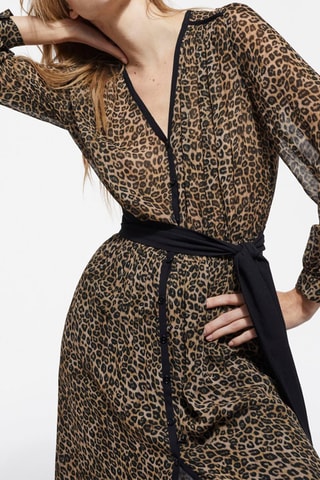 Robe chemise - Beige et noir