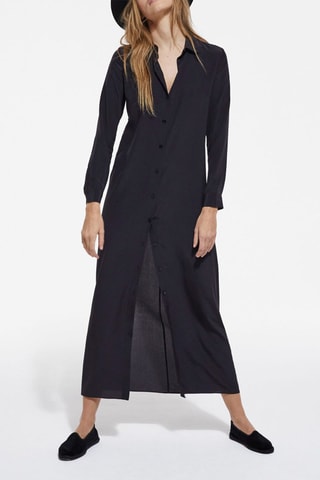 Robe chemise en soie - Noir