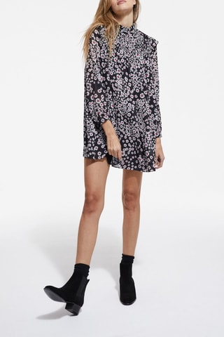 Robe trapèze - Noir et rose