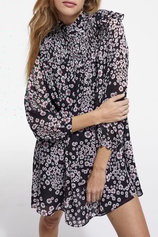 Robe trapèze - Noir et rose