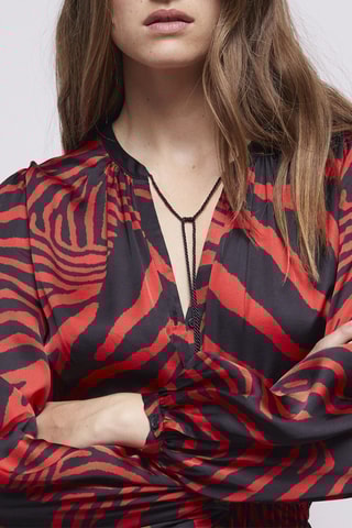 Robe longue - Rouge et noir