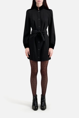 Robe chemise bi-matière - Noir