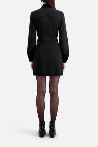 Robe chemise bi-matière - Noir