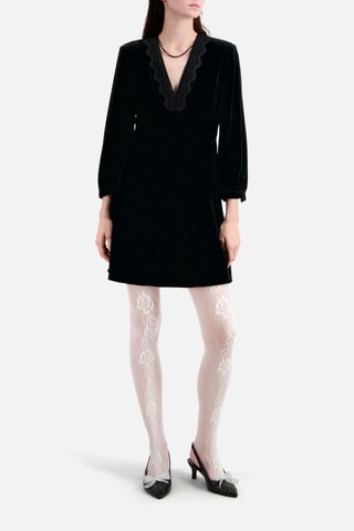 Robe droite en velours - Noir