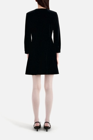 Robe droite en velours - Noir