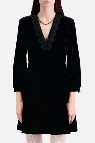 Robe droite en velours - Noir