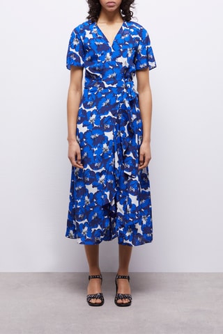 Robe portefeuille en soie - Bleu