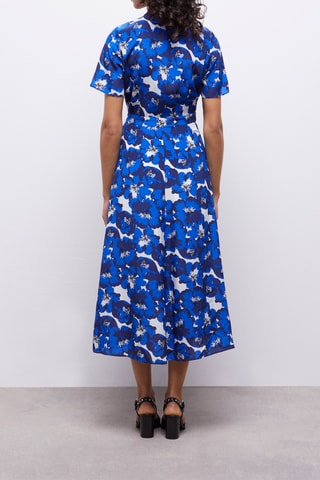 Robe portefeuille en soie - Bleu