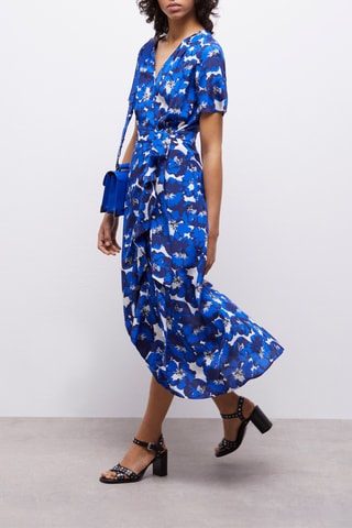 Robe portefeuille en soie - Bleu