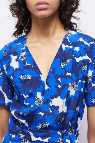 Robe portefeuille en soie - Bleu