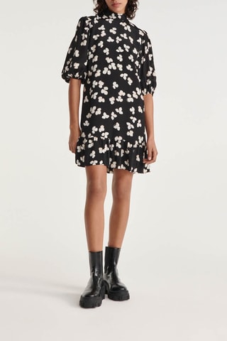 Robe droite en soie Noir