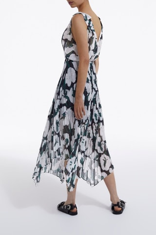 Robe plissée - Ecru et noir