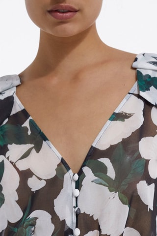 Robe plissée - Ecru et noir