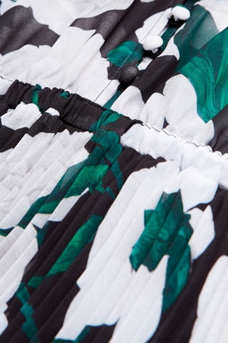 Robe plissée - Ecru et noir