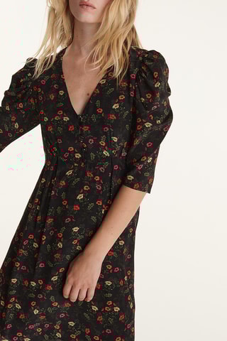 Robe plissée en soie - Noir et rouge