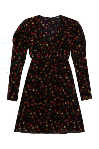 Robe plissée en soie - Noir et rouge