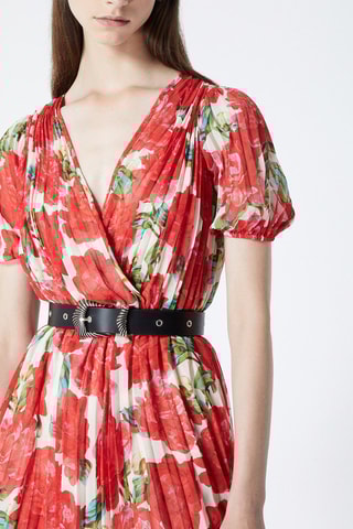 Robe courte plissée - Rouge et blanc