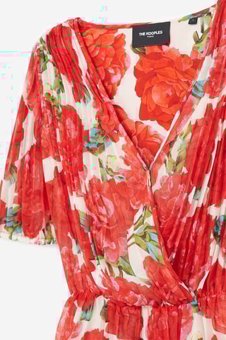 Robe courte plissée - Rouge et blanc