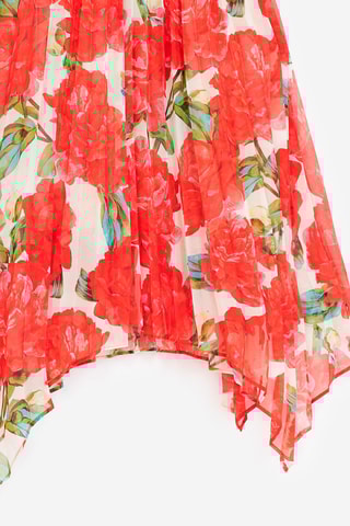 Robe courte plissée - Rouge et blanc