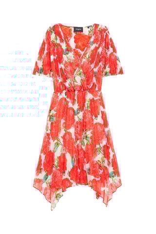 Robe courte plissée - Rouge et blanc