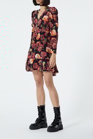 Robe patineuse en soie - Noir et bordeaux