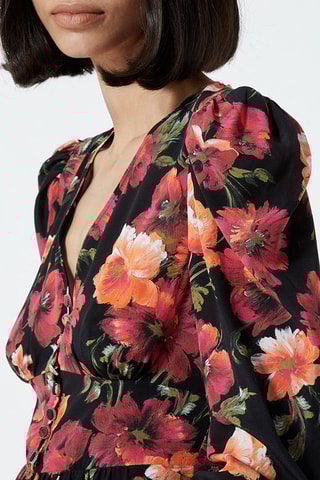 Robe patineuse en soie - Noir et bordeaux