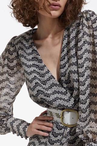 Robe portefeuille - Noir et écru