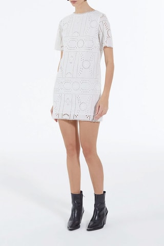 Robe droite en broderie anglaise - Blanc