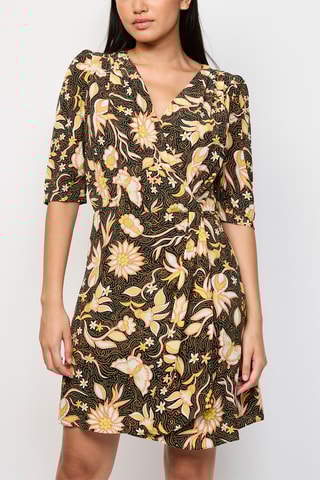 Robe portefeuille - Noir et jaune