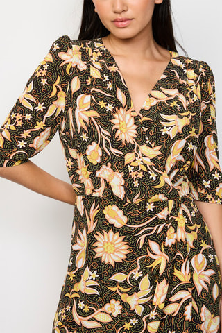 Robe portefeuille - Noir et jaune