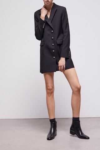 Robe chemise en laine - Noir