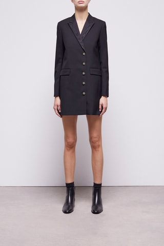 Robe chemise en laine - Noir