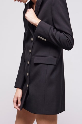 Robe chemise en laine - Noir