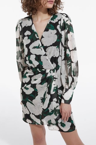 Robe portefeuille - Ecru et noir